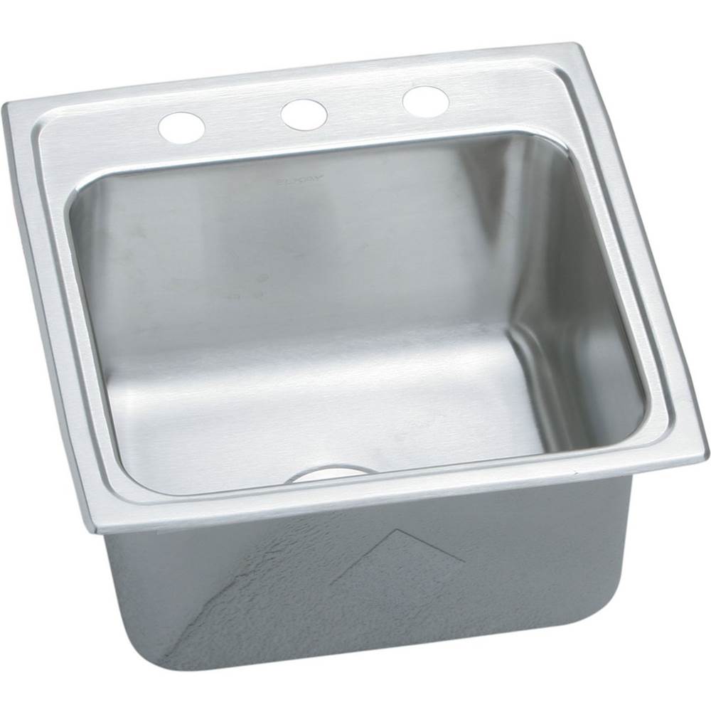 Elkay Lustertone Classic Stainless Steel 19-1/2'' x 19'' x 10-1/8'', 2-Hole Single Bowl Drop-in Laundry Sink with Quick-clip