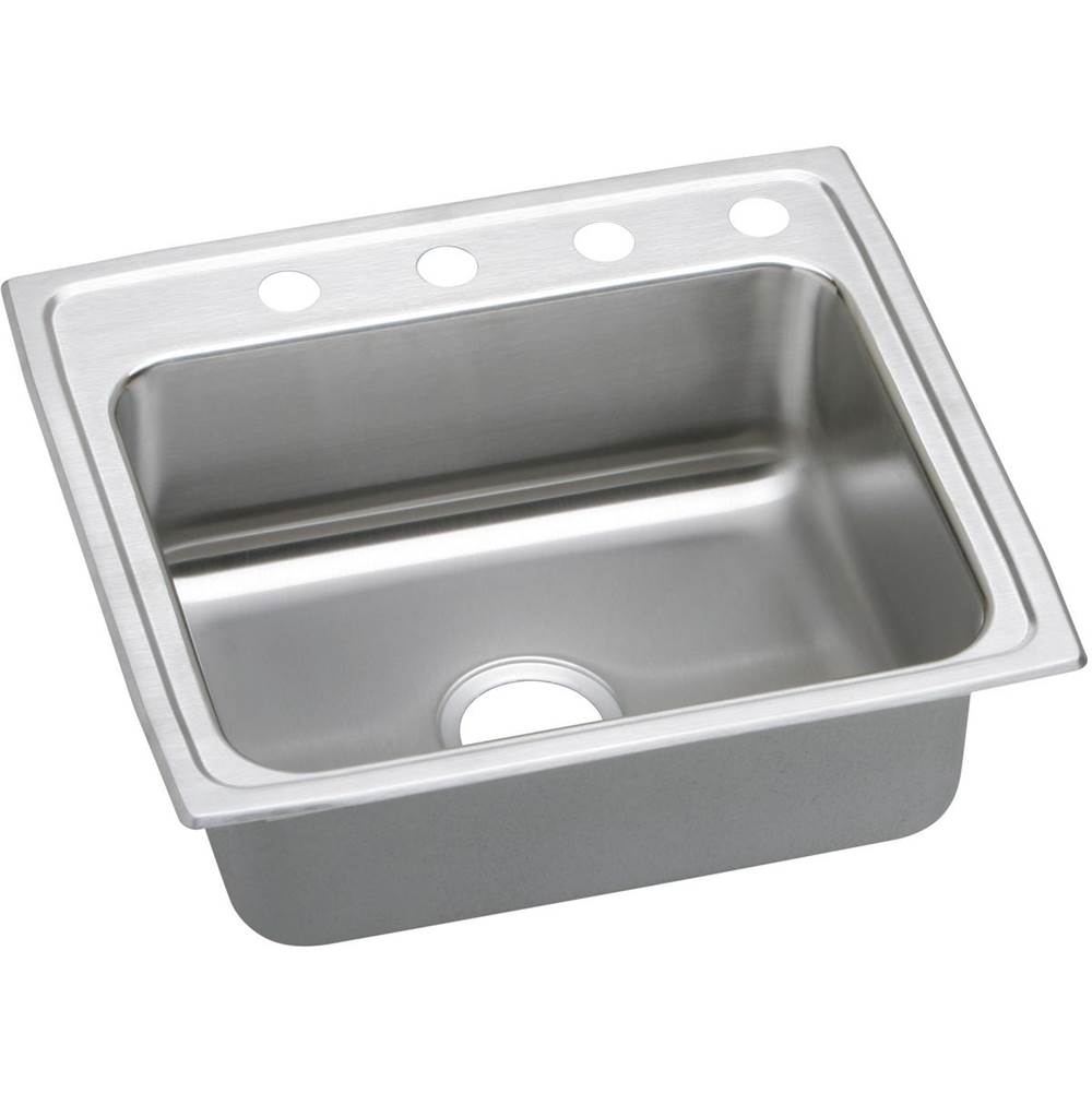 Elkay Lustertone Classic Stainless Steel 25'' x 21-1/4'' x 4'', Single Bowl Drop-in ADA Sink with Quick-clip