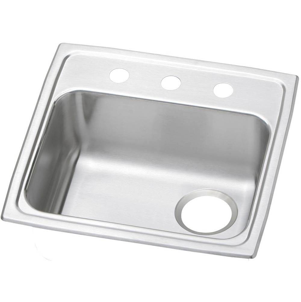 Elkay Celebrity Stainless Steel 19-1/2'' x 19'' x 5-1/2'', MR2-Hole Single Bowl Drop-in ADA Sink with Quick-clip and Right Drain