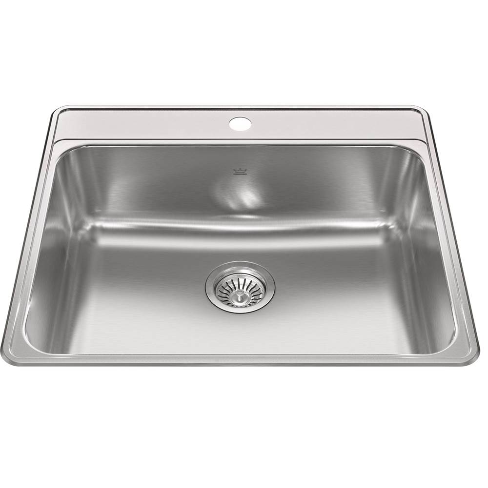 Kindred Creemore 25-in LR x 22-in FB x 8-in DP Drop In Single Bowl 1-Hole Stainless Steel Kitchen Sink, CSLA2522-8-1CBN