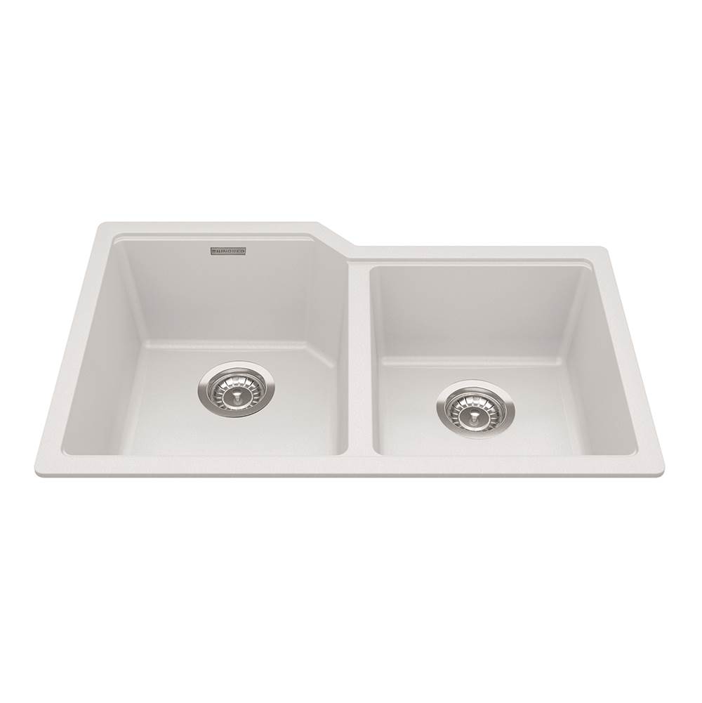 Kindred Granite Series 30.69-in LR x 19.69-in FB Undermount Double Bowl Granite Kitchen Sink in Polar White