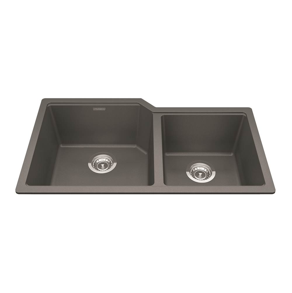 Kindred Granite Series 33.88-in LR x 19.69-in FB Undermount Double Bowl Granite Kitchen Sink in Stone Grey
