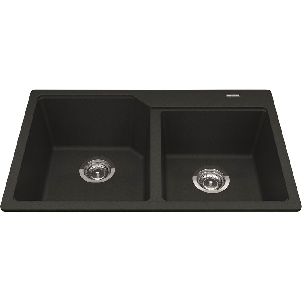 Kindred Granite Series 30.69-in LR x 19.69-in FB x 8.63-in DP Drop In Double Bowl Granite Kitchen Sink, MGCM2031-9ONN