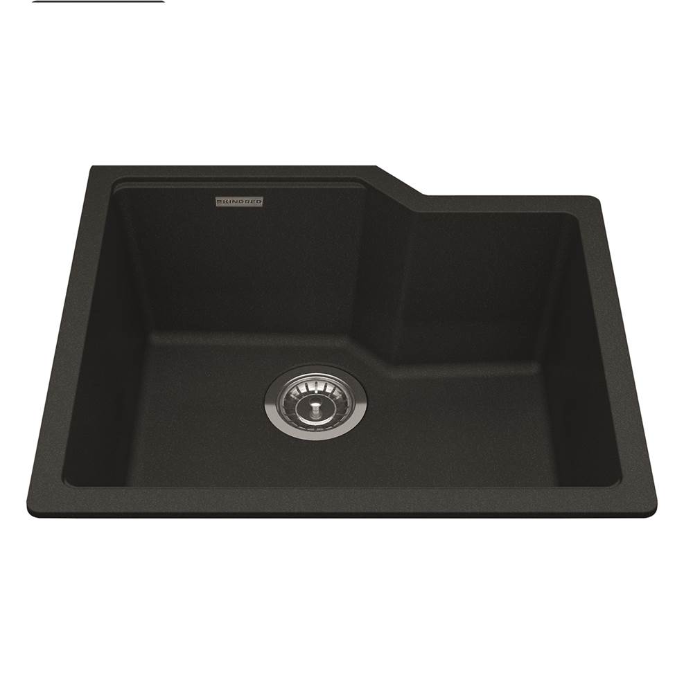 Kindred Granite Series 22.06-in LR x 19.69-in FB Undermount Single Bowl Granite Kitchen Sink in Onyx