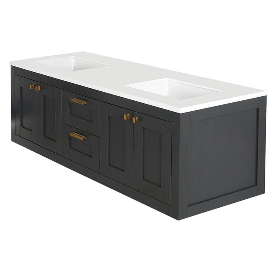 Lacava Wall-mount under-counter double vanity with two sets of doors(knobs included)on both sides