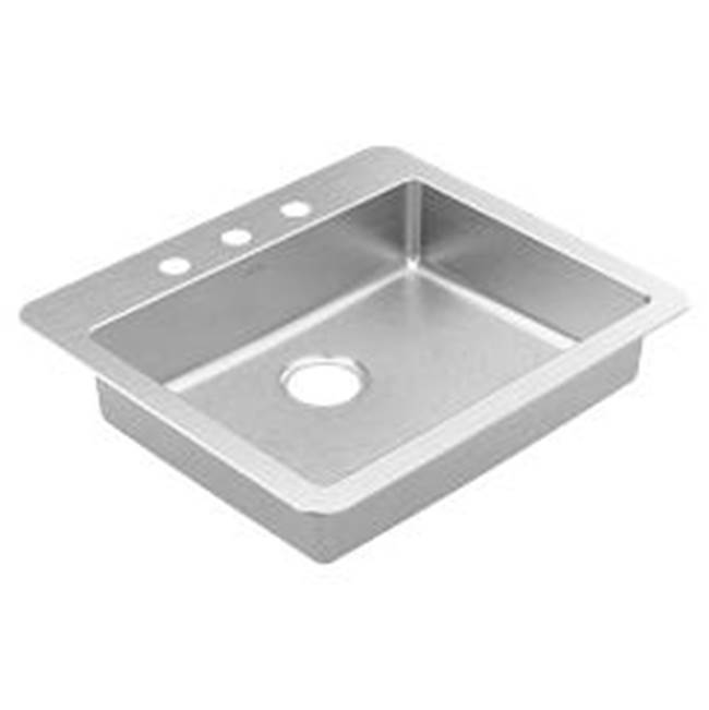 Moen 25''x22'' stainless steel 18 gauge single bowl drop in sink