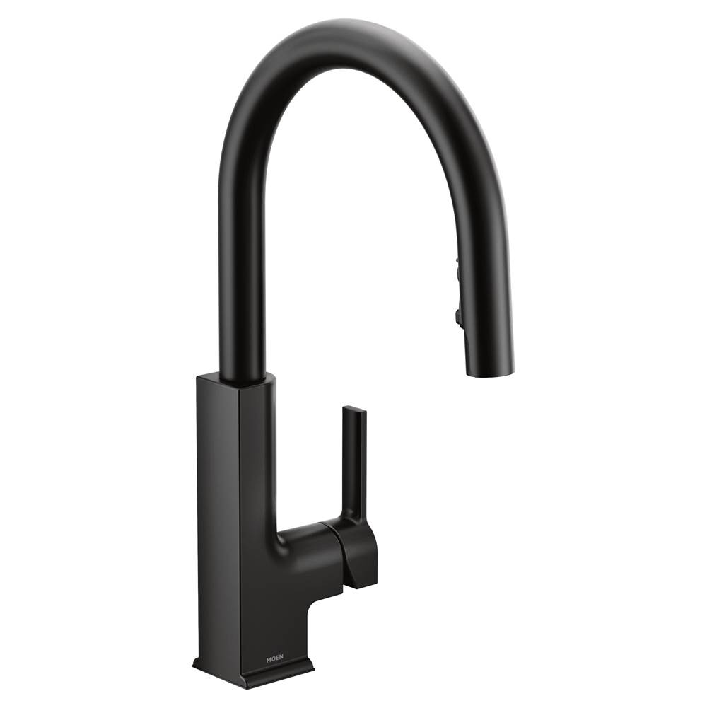 Moen STO One-Handle High Arc Pulldown Kitchen Faucet with Power Clean, Matte Black