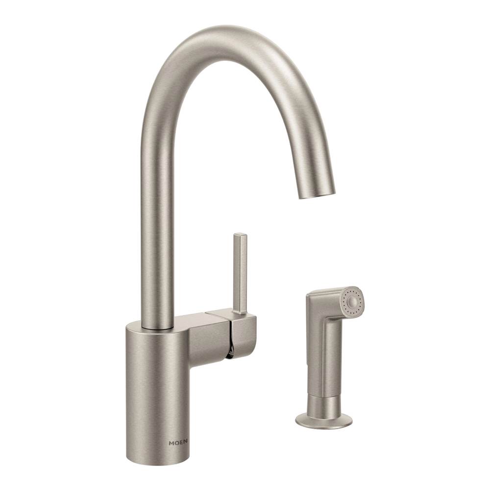 Moen Align One-Handle High-Arc Modern Kitchen Faucet with Side Spray, Spot Resist Stainless