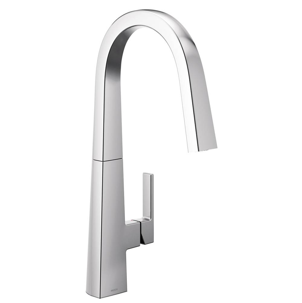 Moen Moen S Nio One-Handle Pull-down Kitchen Faucet with Power Clean, Includes Secondary Finish Handle Option, Chrome
