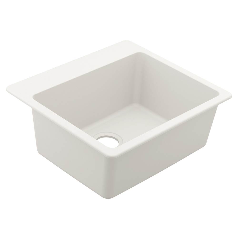 Moen 25-Inch Wide x 9.5-Inch Deep Dual Mount Granite Single Bowl Kitchen or Bar Sink, White