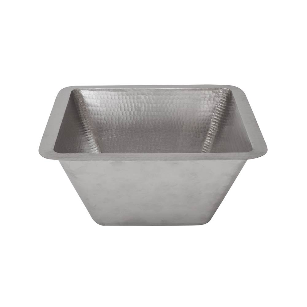 Premier Copper Products 15'' Square Hammered Copper Bar/Prep Sink in Nickel w/ 2'' Drain Size