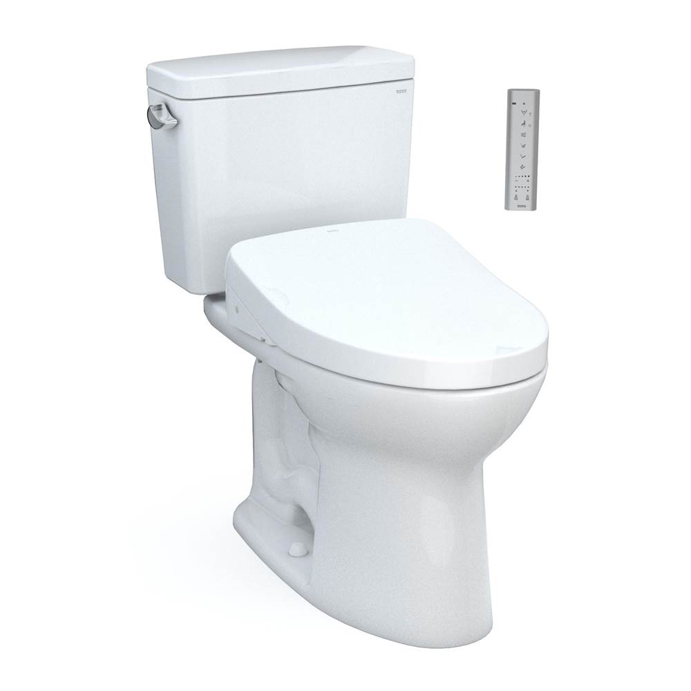 TOTO Toto® Drake® Washlet®+ Two-Piece Elongated 1.6 Gpf Universal Height Tornado Flush® Toilet With Auto Flush, 10 Inch Rough-In, Cotton White