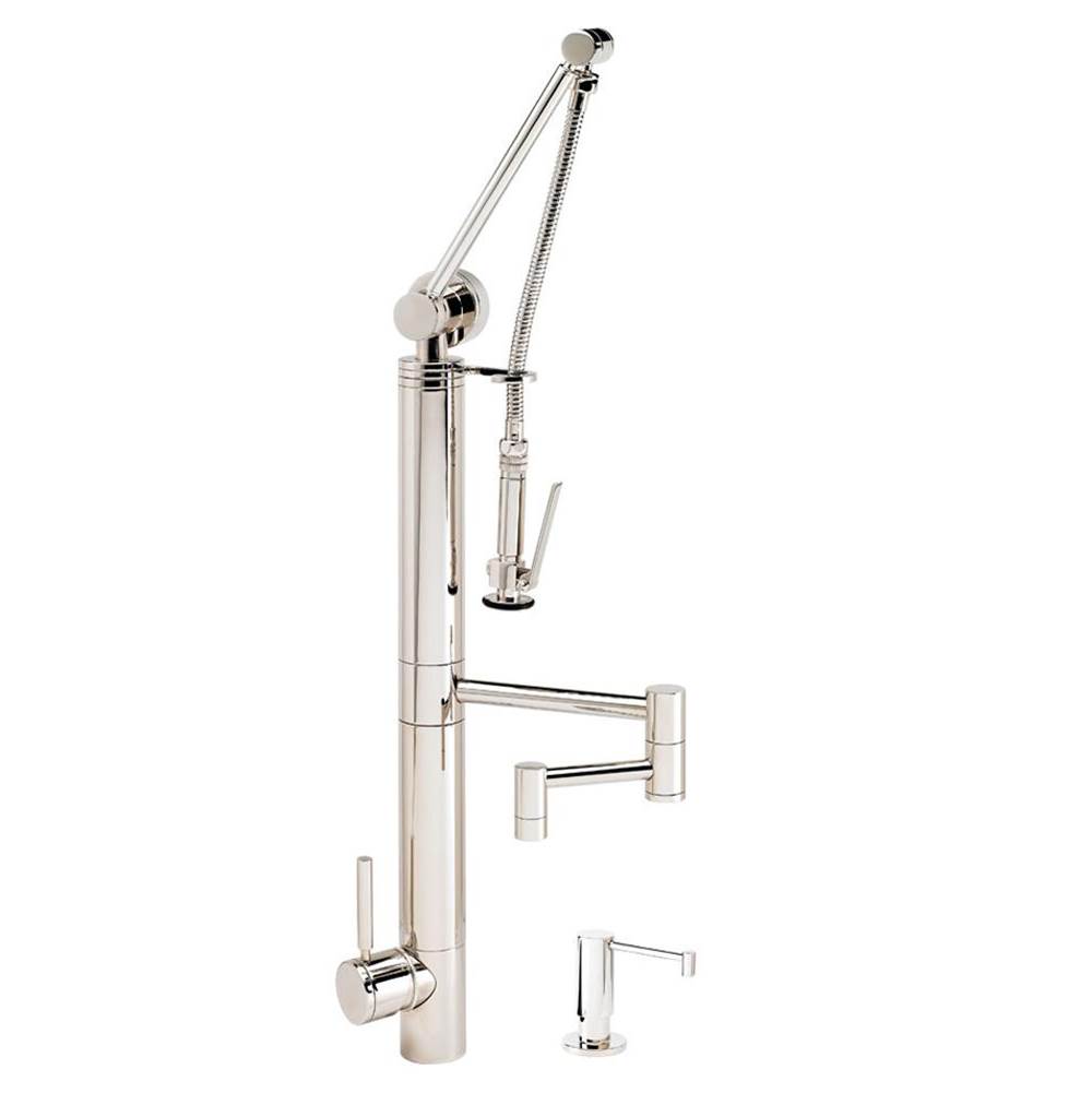 Waterstone Waterstone Contemporary Gantry Pulldown Faucet - 12'' Articulated Spout - 2pc. Suite